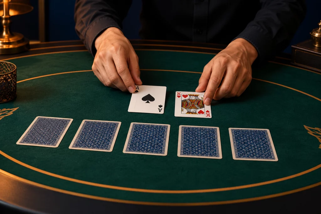 Editorial card-table illustration for the BetOnGame rules guide